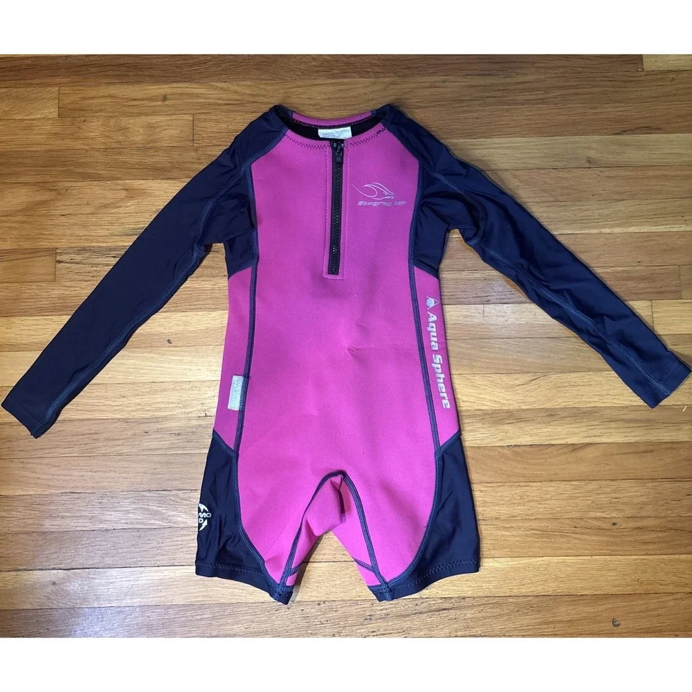Aqua Sphere Stingray HP Thermo Guard Wetsuit Size 2 Long Sleeve Pink/Blue